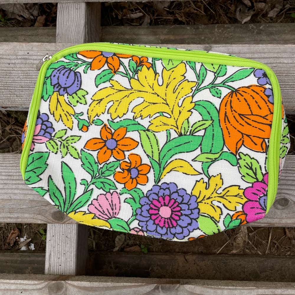 Floral Canvas Makeup Pouch small